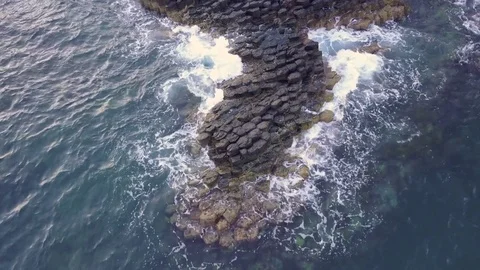 Aerial of Da Dia reef, Phu Yen, Vietnam Stock-Footage 76628711