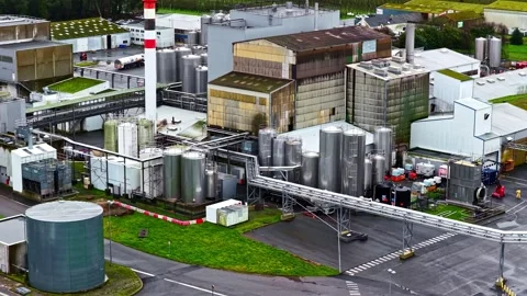 Aerial Dairy Processing Plant Latvia Factory Stock Footage 331833967