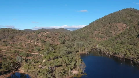 Aerial of Dam in the Outback Stock Footage 147477763