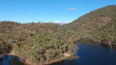 Aerial of Dam in the Outback Stock Footage 147479258