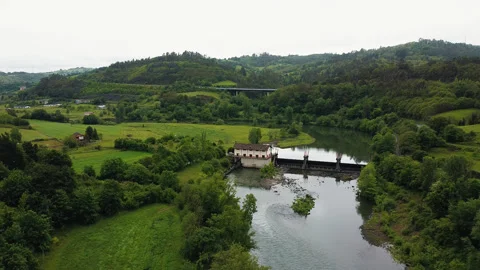 Aerial damm in river 스톡 동영상 195105587