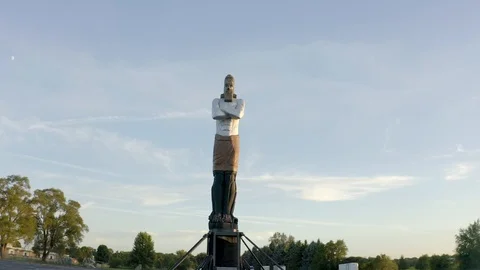 Aerial Daniel 2 Statue Carving D2I Drone Shot Stock Footage 120659722