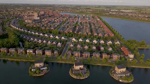 Aerial of De Stad van de Zon City District in Heerhugowaard, The Netherlands 動画素材 311014659