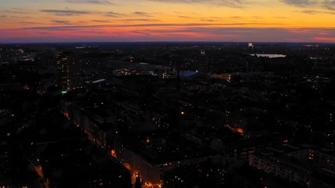 Aerial, decreasing, drone shot, overlooking the Sodermalm area cityscape, Video stock 104496244