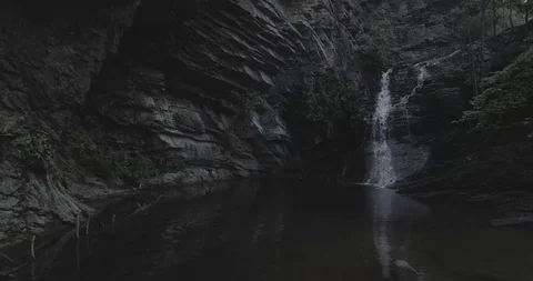 Aerial of Deep Woods Waterfall 4k Stock Footage