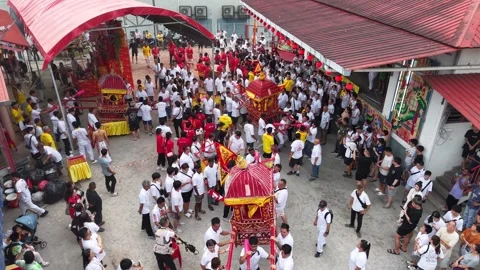 Aerial Deity Procession at Bukit Bakri Malaysia Stockbeeldmateriaal 345437264