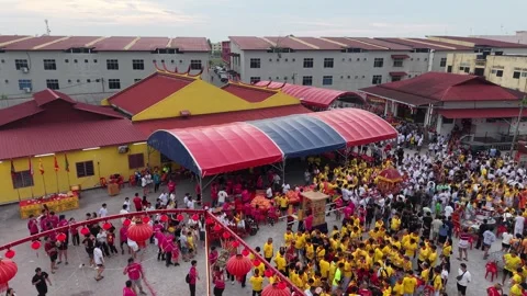 Aerial Deity Procession at Yew Keng Temple, Bukit Bakri Malaysia Vidéo 345437305