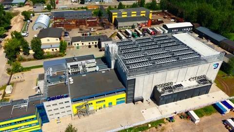 Aerial Delska Data Center Riga Latvia - Mission Critical Digital Infrastructure Stock Footage 340596839