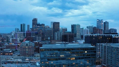 Aerial of Denver in dawn Stockbeeldmateriaal 127555175