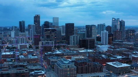 Aerial of Denver in dawn Stock Footage 127555198