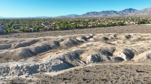 Aerial Desert Edge Floyd Lamb Park Las Vegas Suburban Neighborhood Flyover Stock Footage 339819368