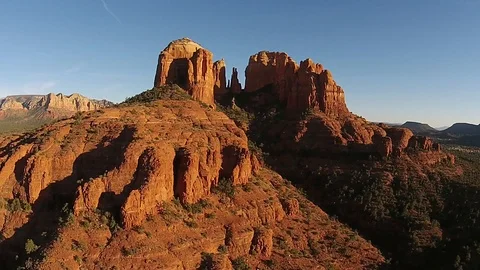 Aerial of Desert Red Rock Formation in Sedona, Arizona Stock Footage