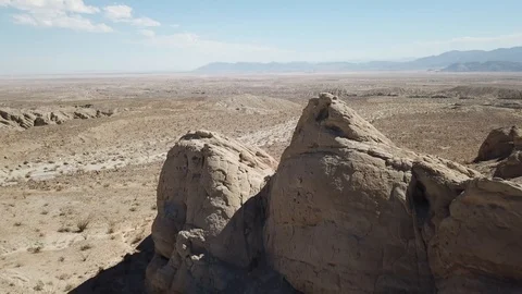 Aerial Desert Rock formations Anza-Borrego Stock Footage