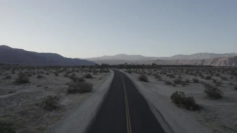 Aerial of Desolate Desert Road Stock-Footage 155865700