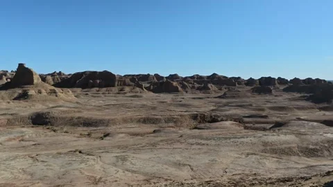 Aerial of Devil's City Yardang Rock Formations Desert, Xinjiang China 4K Stock Footage 336385311