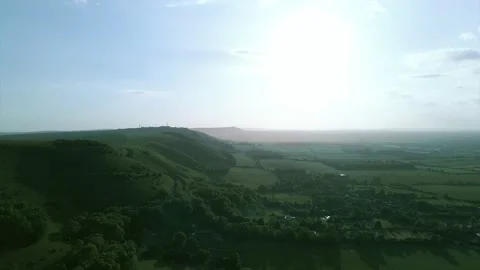 Aerial Of Devil's Dyke mountains in the Summer Stock Footage 151020796