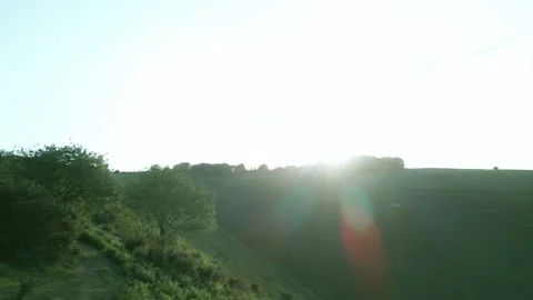 Aerial Of Devil's Dyke, V-Shaped Valley with Cattles Stock-Footage 151033450