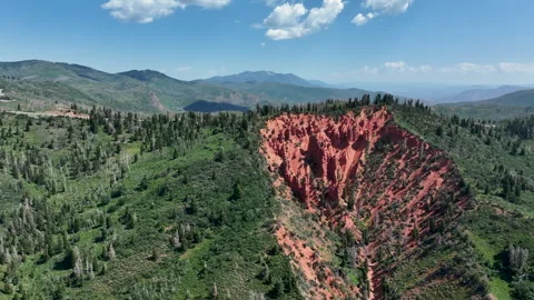 Aerial Devils Kitchen scenic Nebo Loop central Utah slide 4K Stock Footage 279782886
