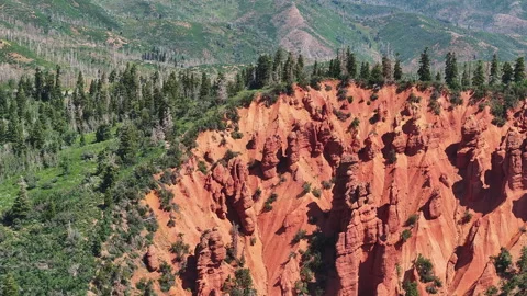 Aerial Devils Kitchen scenic Nebo Loop Utah slide pull 4K Stock Footage 279818914