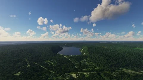 Aerial of Devil's Lake State Park in the Baraboo Hills. Wisconsin. United States Stock-Footage 347290958