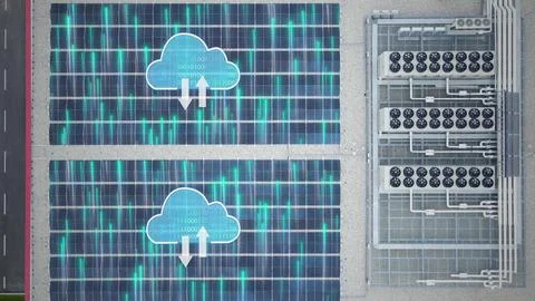 Aerial of Digital data storage center. Telecommunication facility Stock Illustration