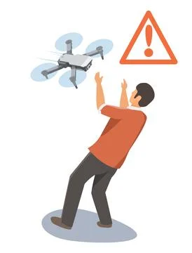 Aerial Digital GPS failed Drone Beware Accident Hit People Illustrazione stock