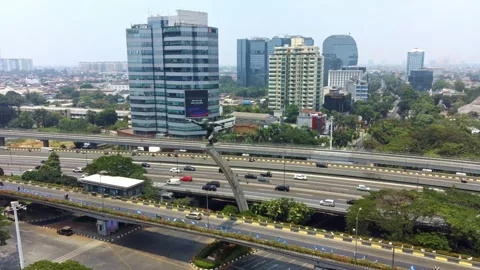 Aerial Dirgantara Monument track left low Stock Footage 252015730