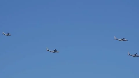 Aerial Display of Air Force Formation on Spain's National Day Stock-Footage 319514537