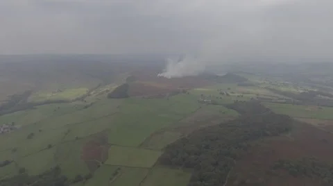 Aerial - Distant Fire in Countryside 스톡 동영상 55819429