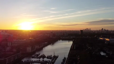 Aerial distant sunset view Video stock 145806305