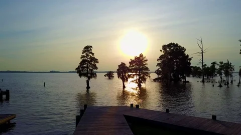 Aerial Off The Dock over lake Video stock 78705442