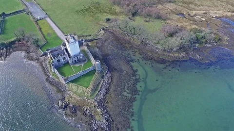 Aerial of Doe Castle , Ireland Stock Footage