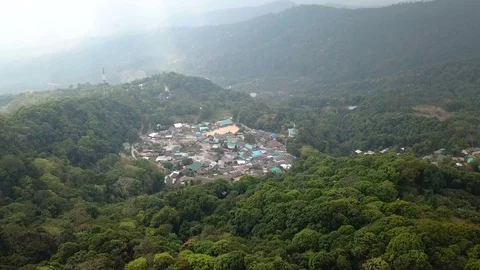 Aerial Doi Pui Mong Hill Tribe Village, Chiang Mai, Thailand Stock Footage 87906275