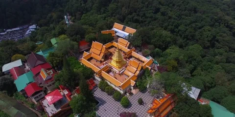 Aerial of Doi Suthep temple Stock Footage 64785933