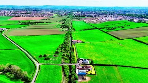 Aerial Dolly Forward Over Scottish Farmland Fields Video stock 336675657