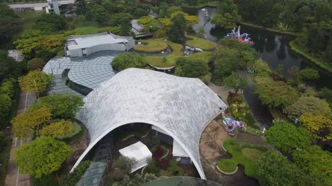 Aerial Dolly of The Future of Us Pavilion, Singapore Stock Footage 246325473