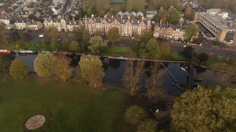 Aerial dolly view of the river Cam in Cambridge (England) Stock Footage 101198490