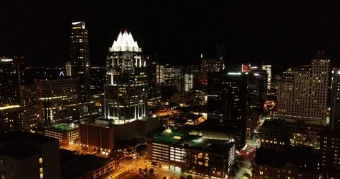 Aerial of Downtown Austin, Texas at Nigh... | Stock Video | Pond5