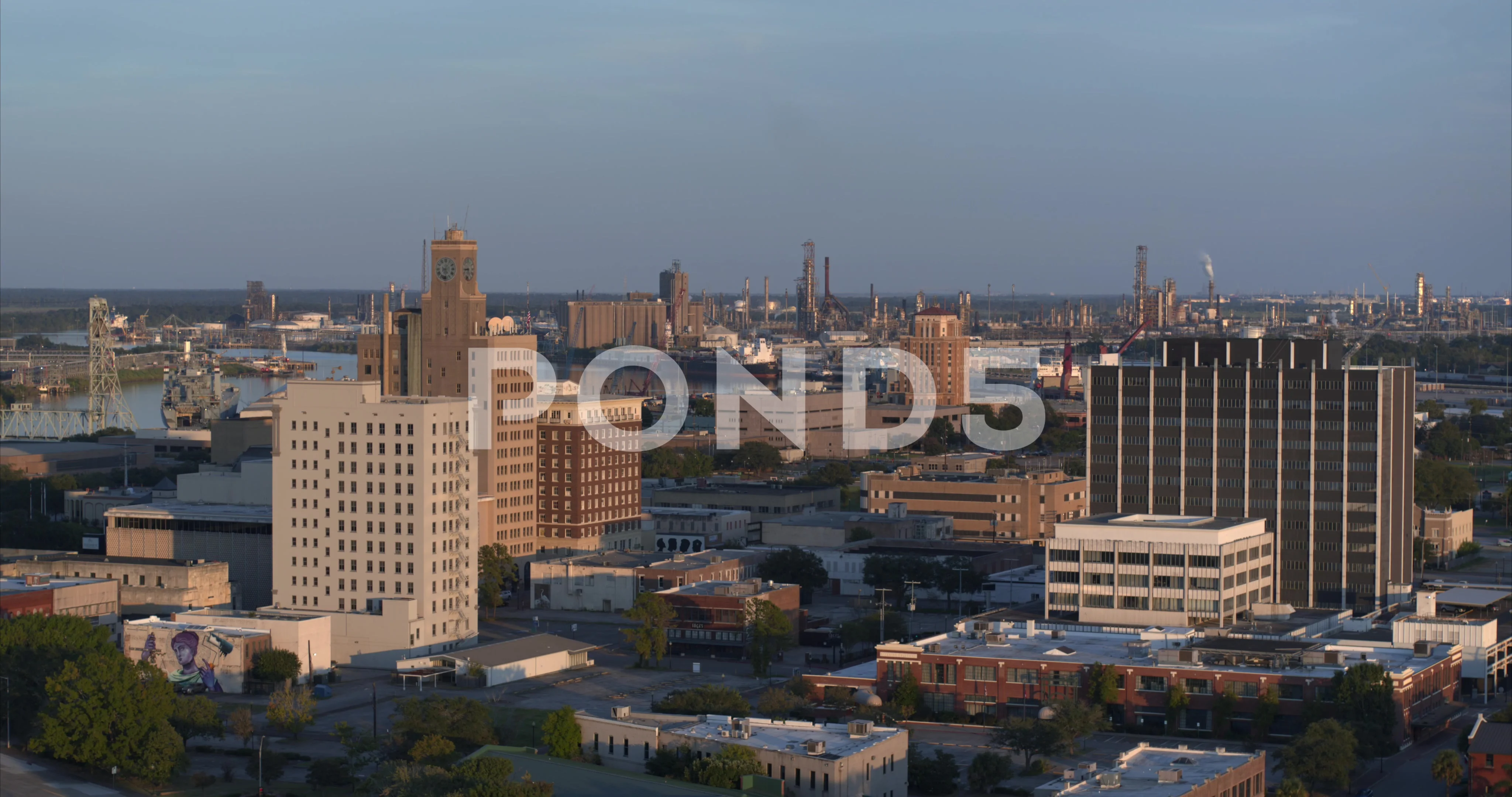 Aerial of downtown Beaumont Texas