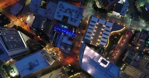 Aerial of Downtown Dallas, Texas at Night Stock Footage