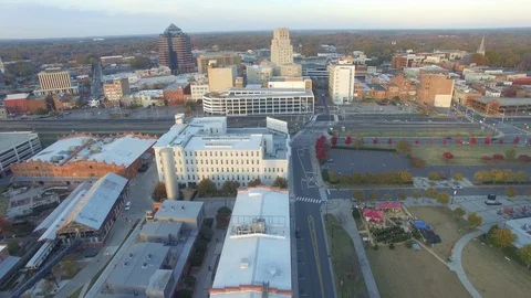 Aerial of Downtown, Durham, NC Stock Footage 128405883