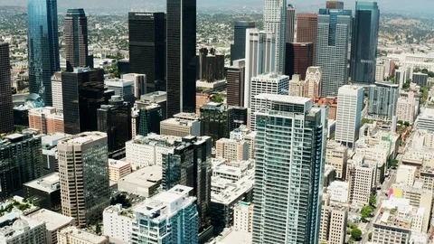 Aerial of downtown Los Angeles Stock Footage 127443953