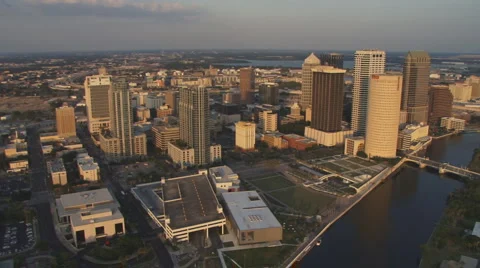 Aerial Downtown Sunset 2 Video stock 5931653