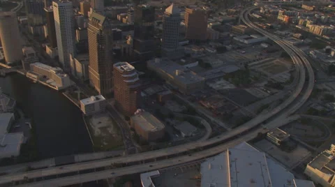 Aerial Downtown Sunset Vertical Video stock 5920947