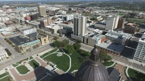 Aerial Downtown Topeka Capital Stock Footage