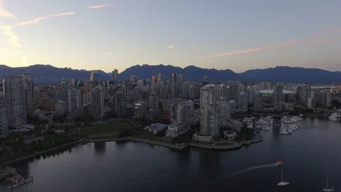 Aerial of Downtown Vancouver at Sunset Stock Footage