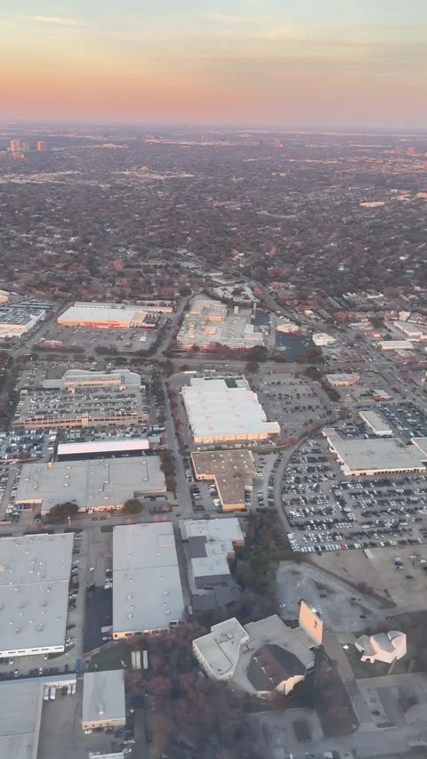 Aerial Downtown View at Sunset Over Wide City Stock Footage 344593723