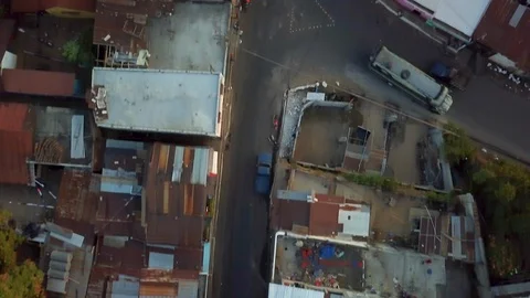 Aerial downward view of latin streets in Guatemala Stock Footage