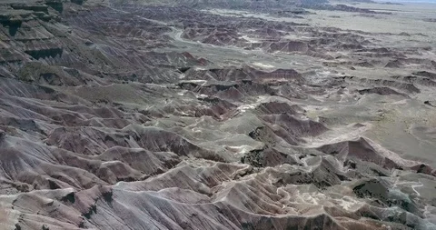 Aerial dramatic colors of the ridges of the painted desert Stock Footage 111305054