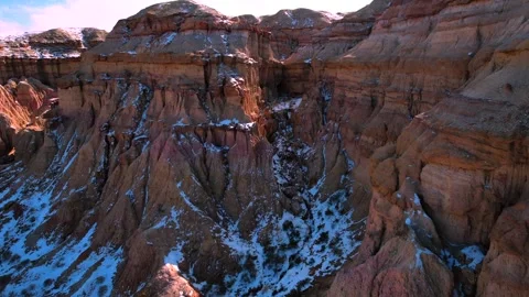 Aerial Of Dramatic Tsagaan Suvarga Desert White Stupa Mongolia Stock Footage 333531851